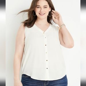 Maurice's White Plus Size Madison Solid Button Down Tank Top
